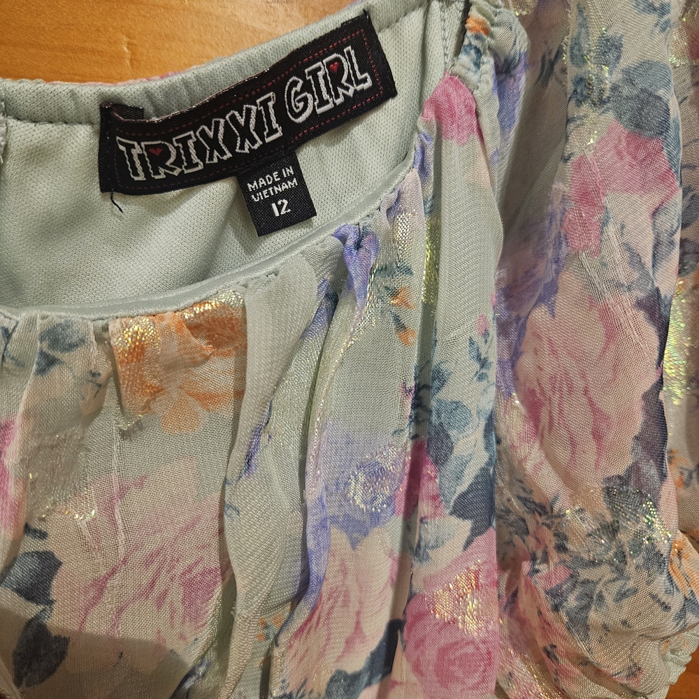 Trixxi Kids Dress in Blue and Pink Floral - Picture 4 of 5